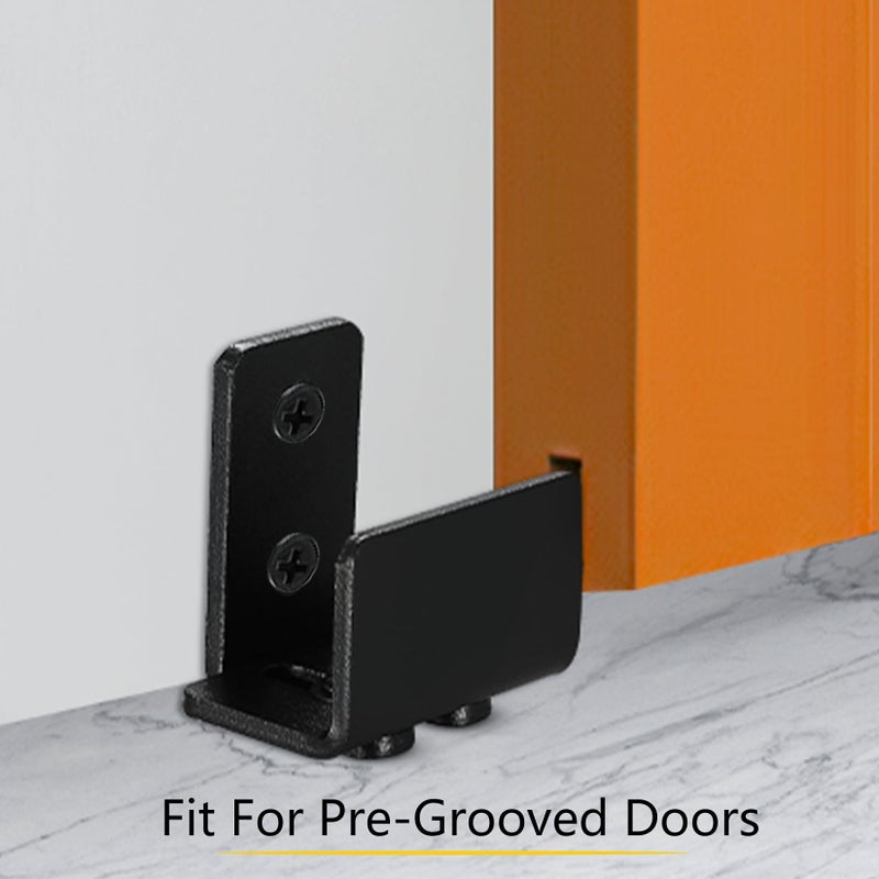 Xingwenhao Sliding Barn Door Bottom Floor Guide, 4 Pcs U Shape Sliding Barn Door Hardware, Black Adjustable Floor Guide Wall Mount & Flush Flat Bottom Design for Door Cabinet, Up to 1-7/16"" W 1-7/8"" H - Image 5